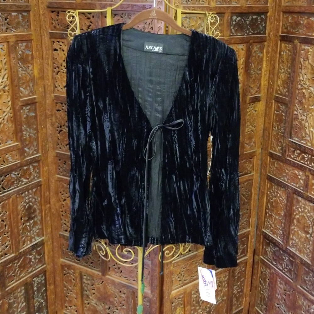 Black crushed velvet cardigan bolero / jacket